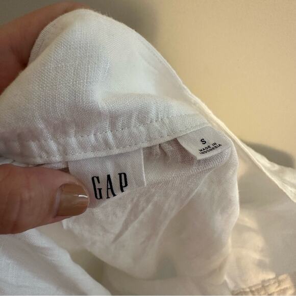 GAP White Linen Square Neck Flare Sleeve Top Blouse Small - Picture 11 of 11